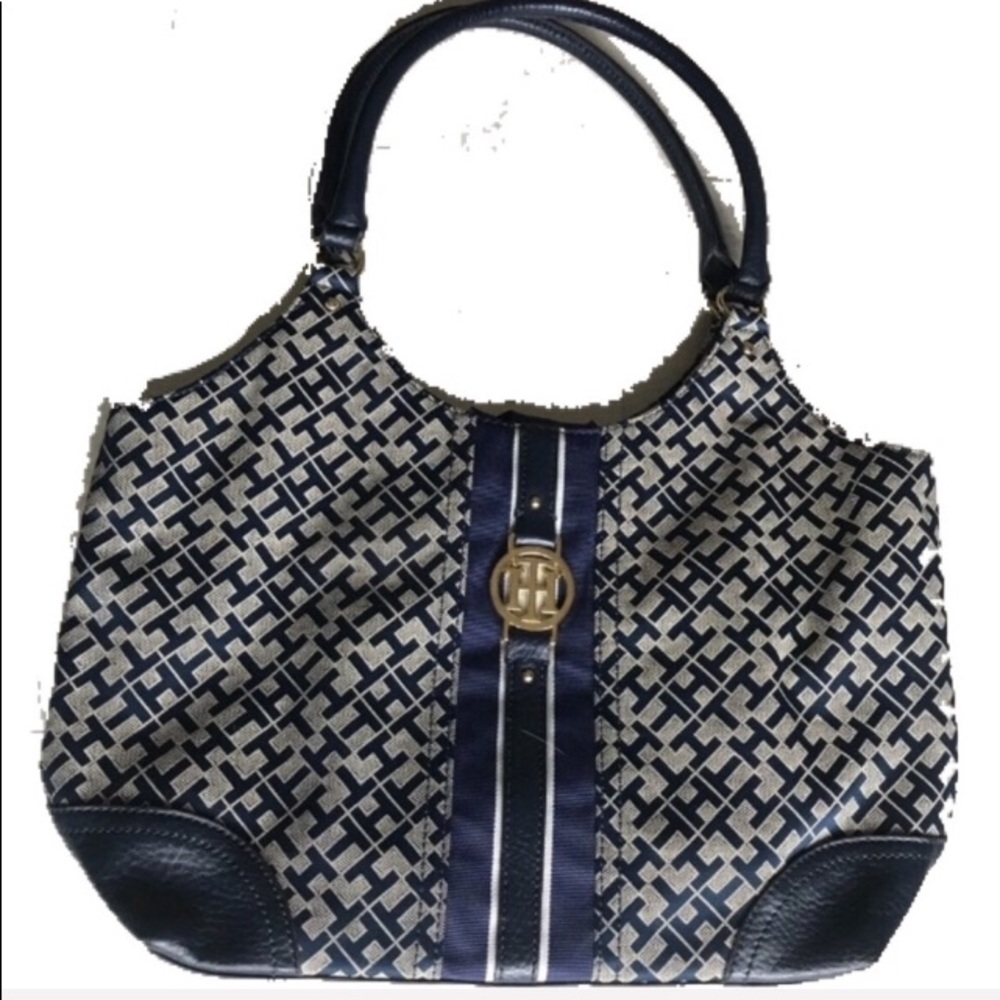 Tommy Hilfiger Navy Shoulder Bag Gold Hard… - Picture 9 of 9